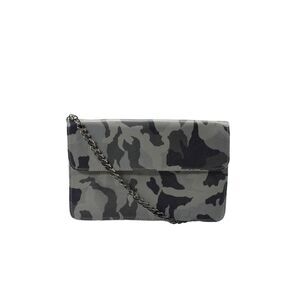 Fredi Alynn Womens Leather Camouflage Print Chain Strap Crossbody Gray Size S